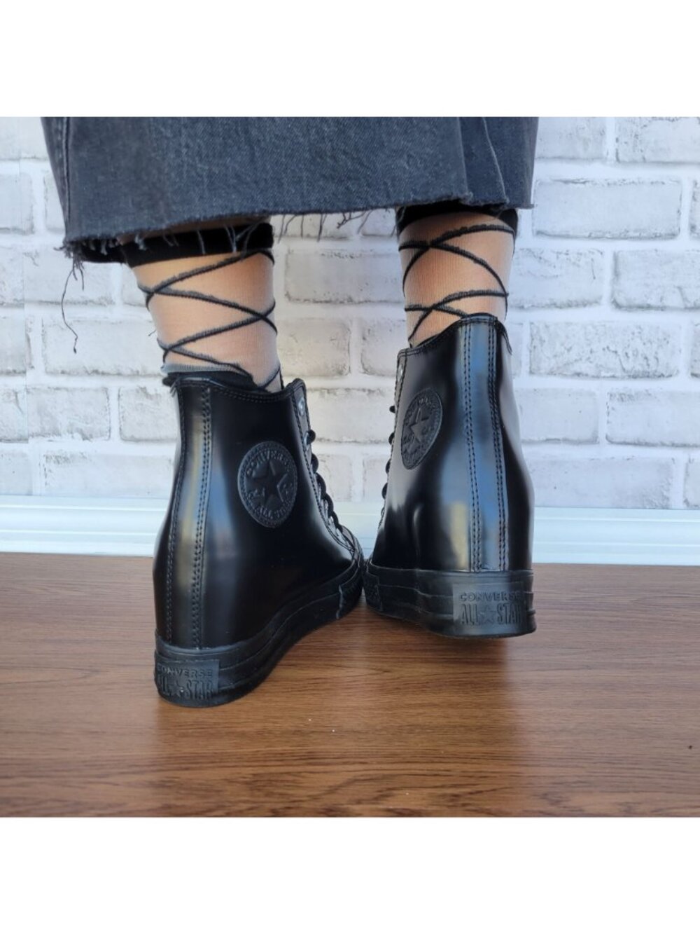 ⭐Converse Chuck Taylor All Star Wedge Platform 8.5 Patent Leather Shoes A12827C⭐ - Picture 5 of 12